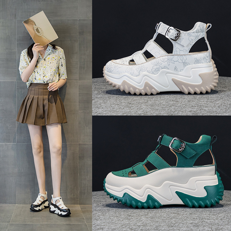 ddmynov Pre order height increase of 7CM Dad's shoes for women 2024 summer new versatile Korean version thick d1edf