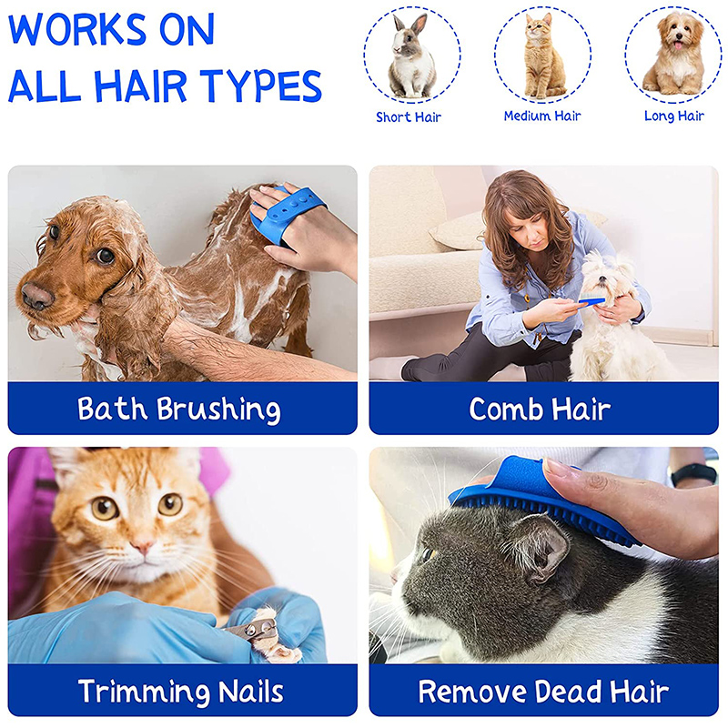 4Pcs Rabbit Grooming Kit with Tear Stain Remover Combs Pet Nail Clipper Double-Sided Shampoo Bath Brush Hamster Rabbit Supplies