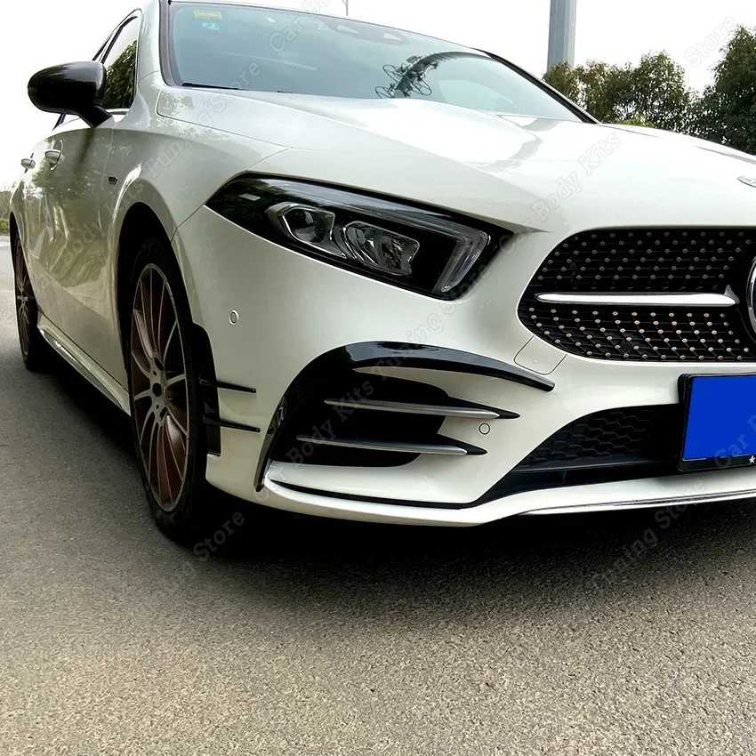 For Mercedes A Class W177 Front Bumper Spoiler Splitter Air Vent Fog Lamp Grille Trim A180 A200 A220 A35 AMG 2019-2022 Tuning