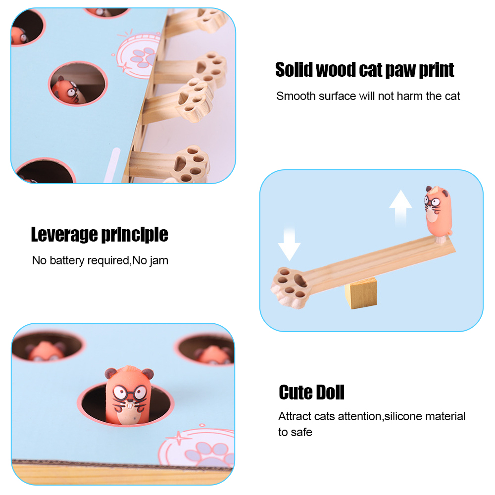 Cat Hit Gophers Cat Toy Chase Hunt Mouse 3 in 1 Cat Game Box Funny Cat Stick With Scratcher Maze Interactive Educational