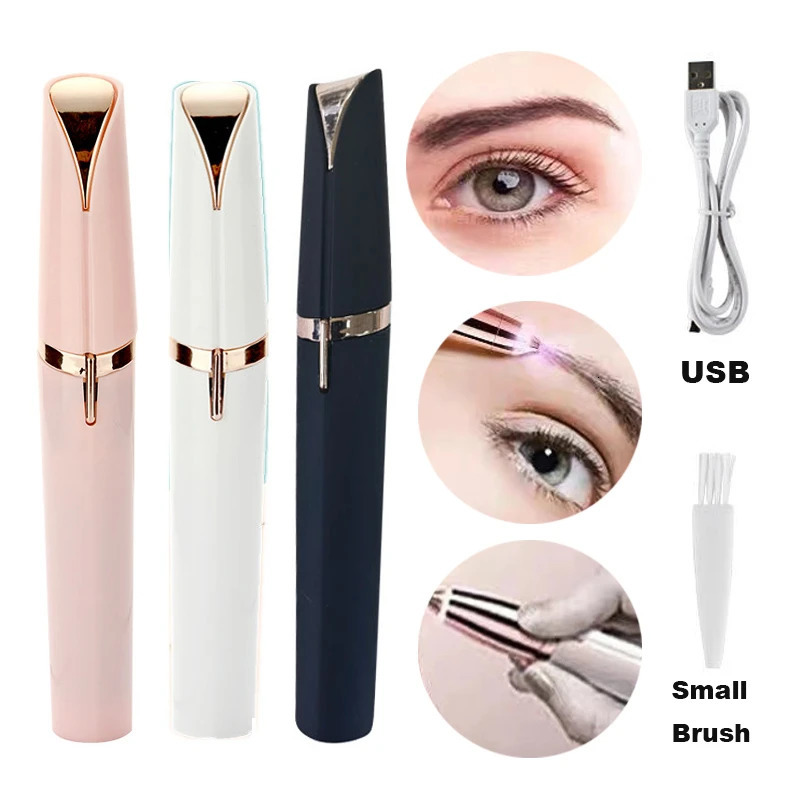 USB Electric Eyebrow Trimmer Painless Eye Brow Epilator Mini Shaver Razors Portable Nose Hair Remover Depilator Make Tool i240621