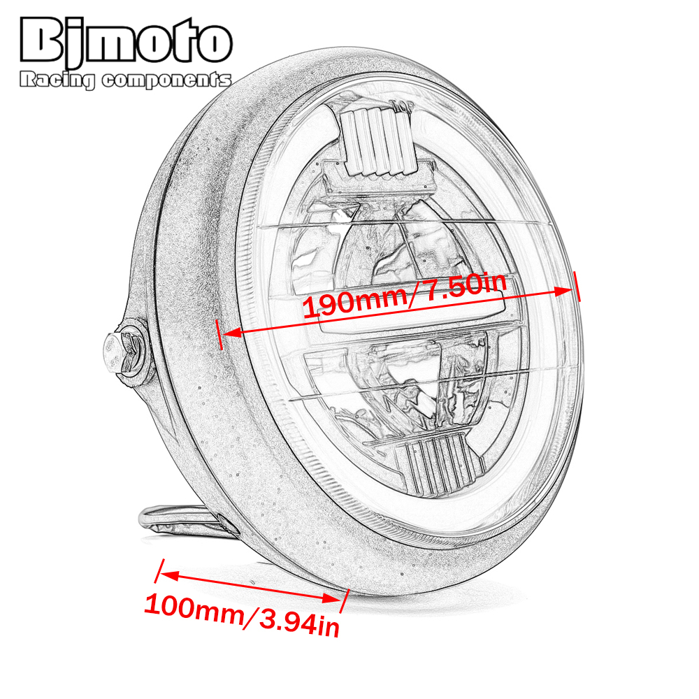 7.5 inch Universal Motorcycle Led Headligh LED Head lamp Headlamp Amber White Light 7.5" Motorcycle Headlight Cafe Racer