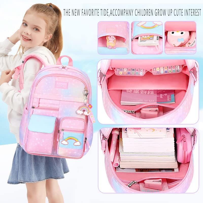 Girls Backpacks Kawaii Book Bag with Compartments for Girl Kid Students Elementary School Back Pack Kids Rucksack Mochila 7cd0