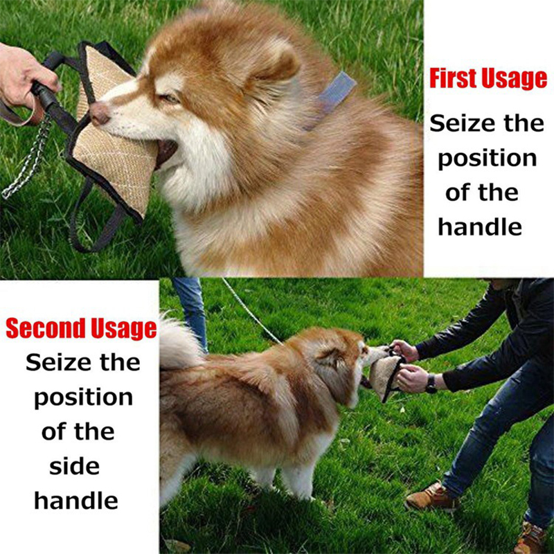 Dog Chewing Toy Training Bite Pillow With 2 Rope Hemp Dog Bite Stick Tug Cloth Handles Accessories