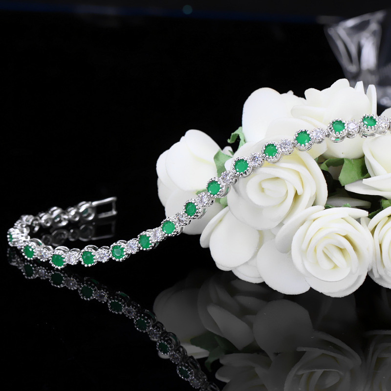 Exquisite White Gold Fill Emerald Cubic Zirconia Wedding Bracelet: urious Elegance for the Modern Bride
