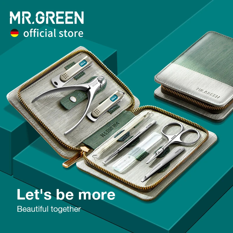 MR.GREEN Manicure Set Pedicure Sets Nail Clipper Stainless Steel Professional Nail Cutter Tools with Travel Case Kit i240621