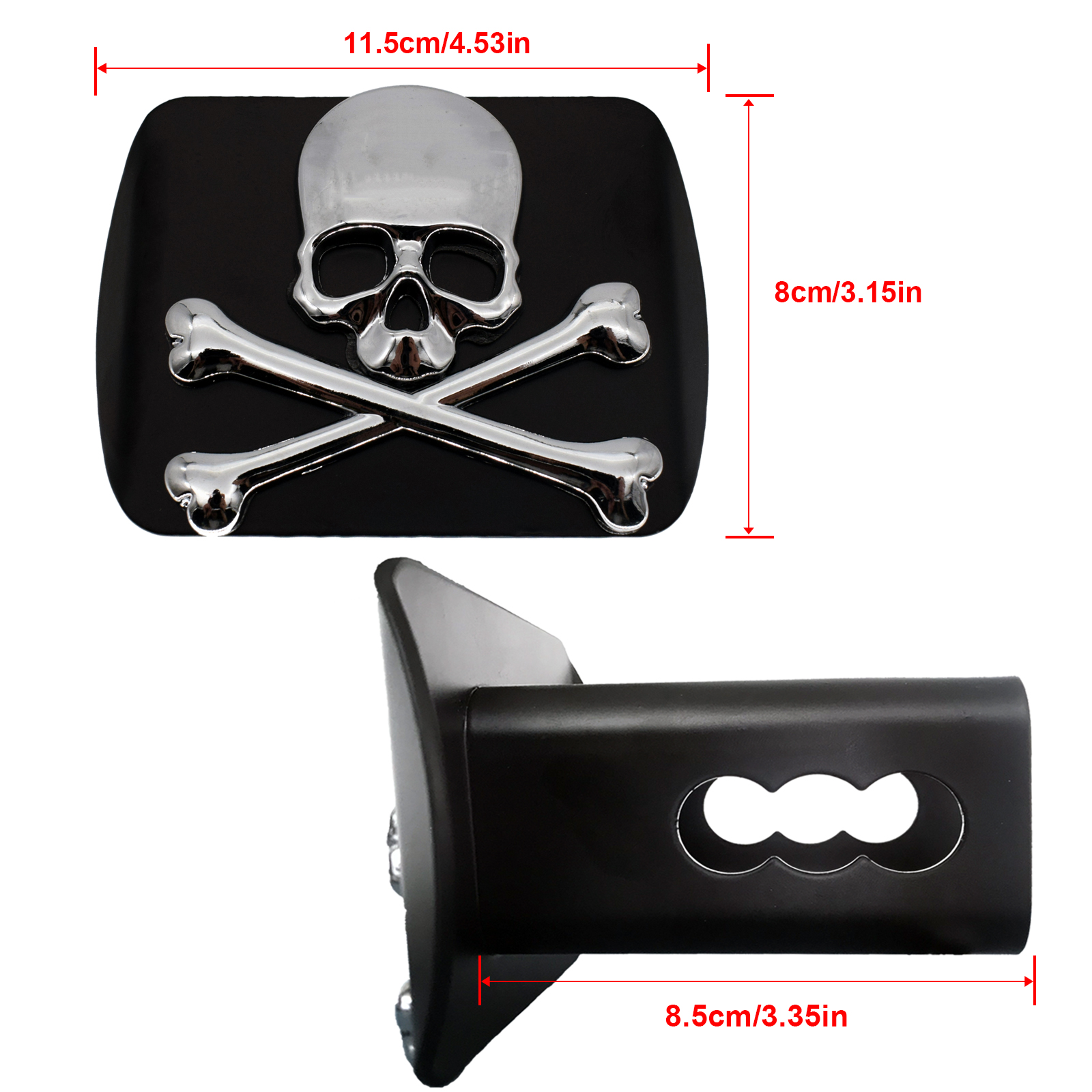 METAL Chrome Emblem Trailer Hitch Cover Hitch Tube Plug Cap Fits 2" 50mm Trunk Receiver Tow Towing Accessories Car Styling Skull