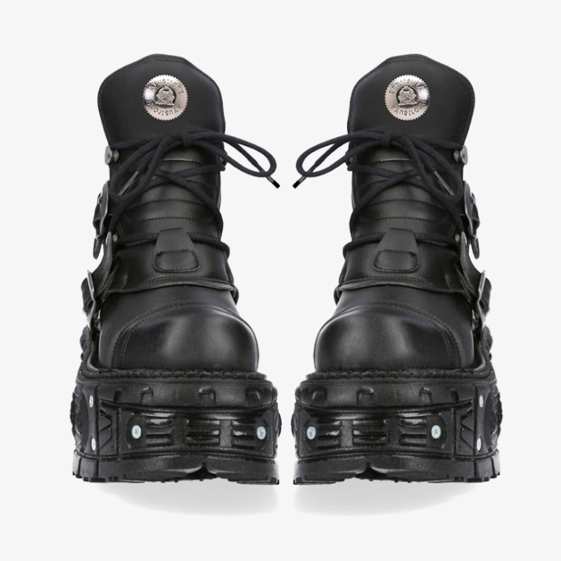 2025 new Women's Brand Fashion Platform Couple Ankle Boots men Retro Punk Style High Heels Metal Decoration Design Gothic Shoes 6691