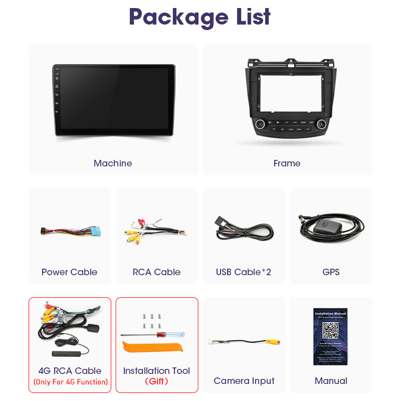 JMCQ 2 Din Android 11.0 Auto Radio For Honda Accord 7 2005-2008 Carplay 4G+WIFI Car Multimedia Player GPS Autoradio Head Unit