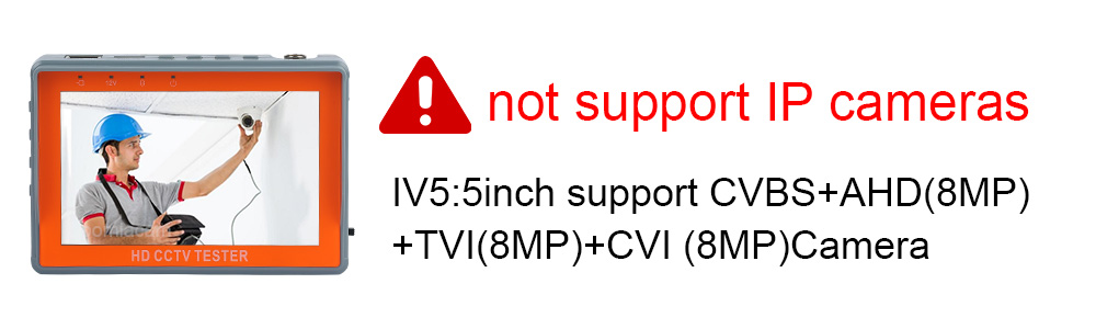 5/4.3 Inch 5/8MP CCTV Camera AHD Tester Monitor TVI CVI CVBS Tester Monitor HD Display Portable Video Tester with LED