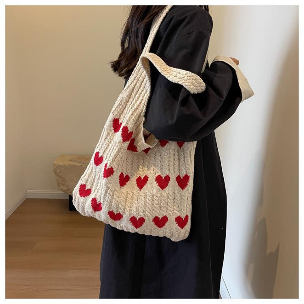 Knitted Handbags Female Large Capacity Casual Totes Women's Beach Shoulder Bag Purses Hollow Woven Shopping Handbag