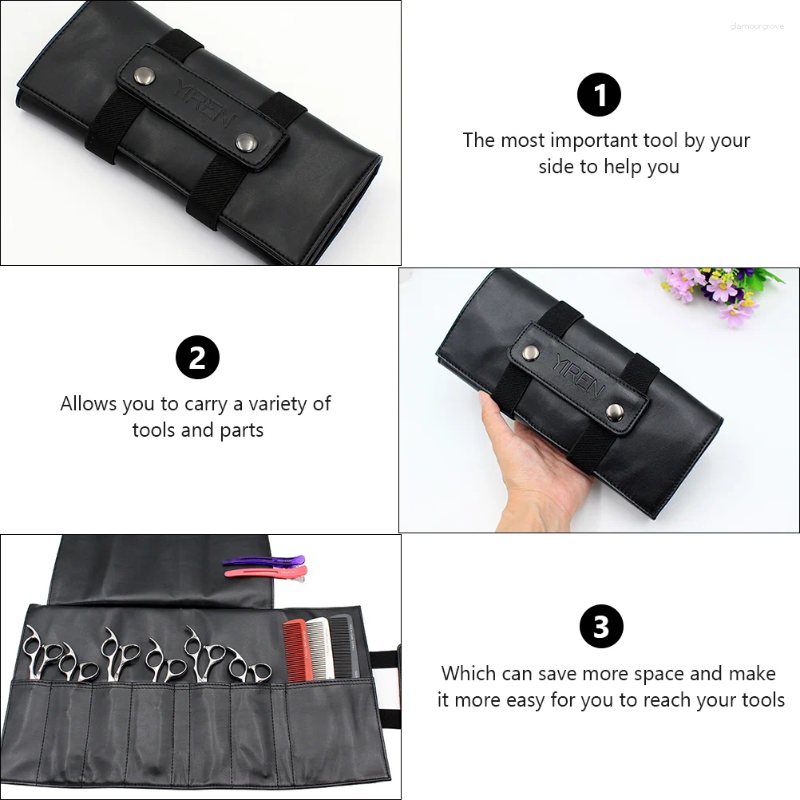 Hair Scissor Holster PU Salon Barber Shear Hairdressing Waist Holder Case Bag For Hairdressers Stylist Black