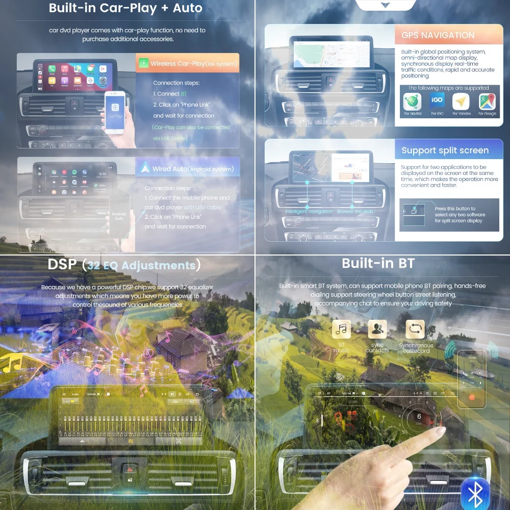 Factory Price 10.25" Android Carplay For BMW X3 X4 F25 F26 Central Multimedia Vehicle Intelligent Screen Car Video Players DSP