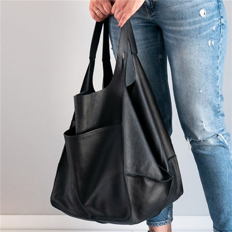 Women Handbags Multifunctional Large Capacity Soft Tote Designer Luxury Pu Leather Casual Shoulder Bag Retro Big Shopper Purses