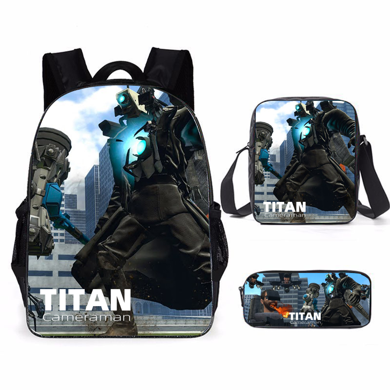 3Pcs Set skibidi toilet Mochila Titan Cameraman Backpacks Bookbag Students School Bags Anime kid Laptop Rucksack Shoulder Bag db61f