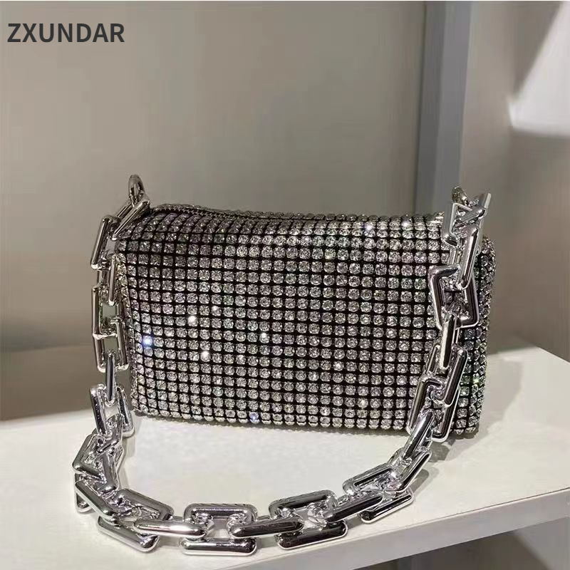 New Rhinestone Handbags For Women Clutch 2023 Diamonds Shoulder Bag Purse Ladies Female Crossbody Bag Shining Chain Crystal Tote