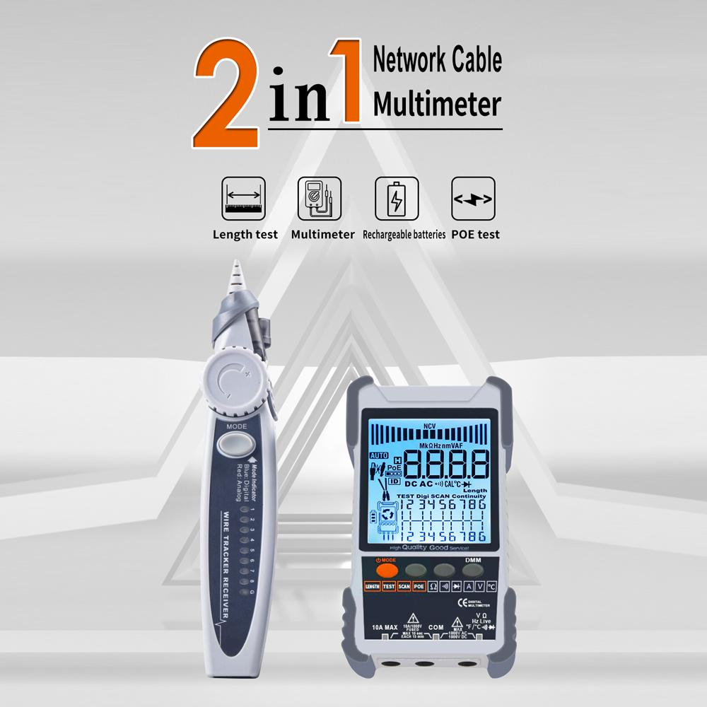 ET616 /ET618 Network Cable Tester Analogs Digital Search POE Test Cable Pairing Sensitivity Adjustable Network Cable Tester