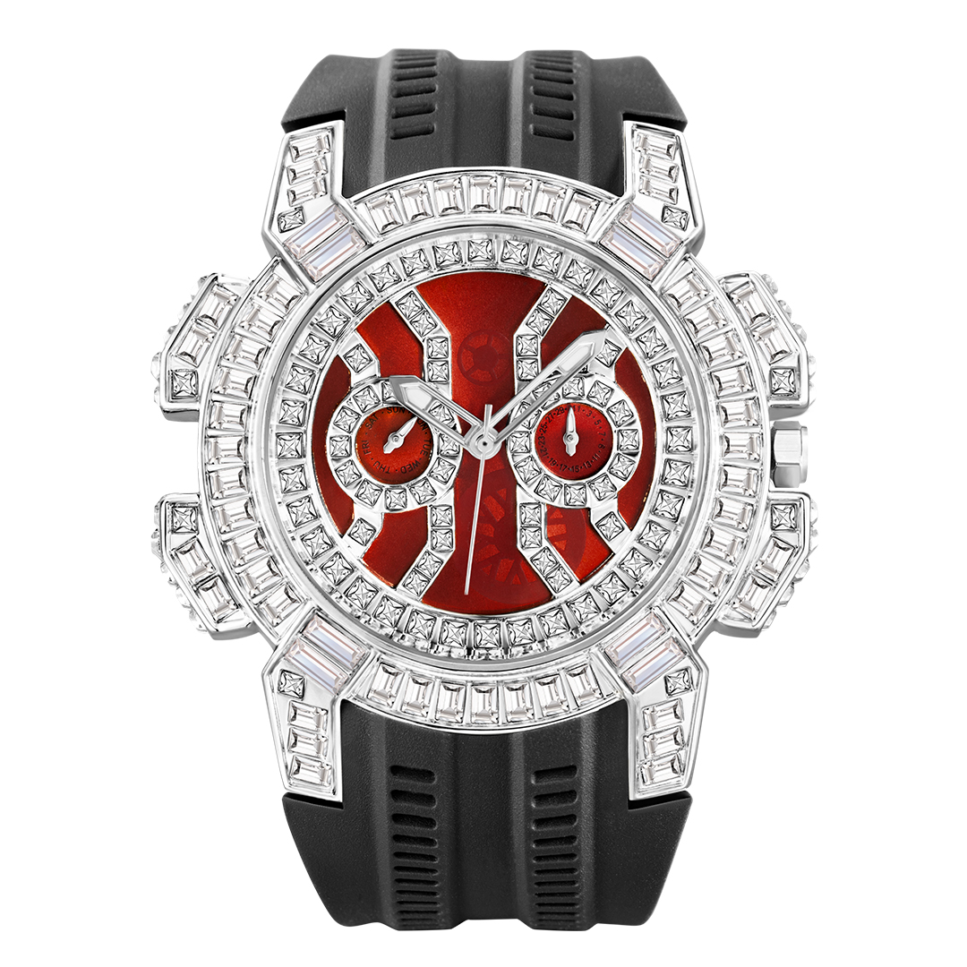 Hip Hop Watch For Men Unique 50mm Big Dial Rubber Strap Sport Watches Luxury Diamond Ice Out Watreproof Relogio Masculino 2023