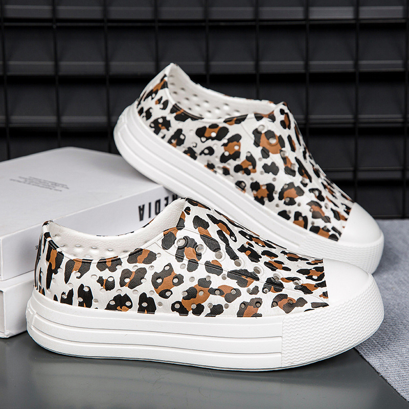 Ddmysports Ot Selg Outdoor Thick Soled Women S Hole Style EVA Beach With A Sense Of Stepping On Feces Leopard Print Garden Shoes OUTDOOR