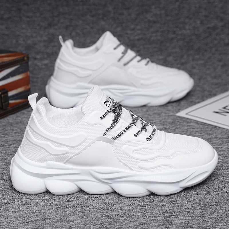 Shoes Men's Spring Mesh Breathable Student Casual Shoes Fashion Trend Soft Bottom Lightweight Running Sneakers white