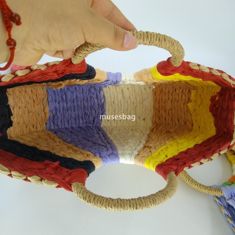 Designer Ms High Quality Casual Practical Round Bucket Fashion Simple and Versatile Atmosphere Lightweight Handheld Woven Paper Rope Retro Moon Bag Gr