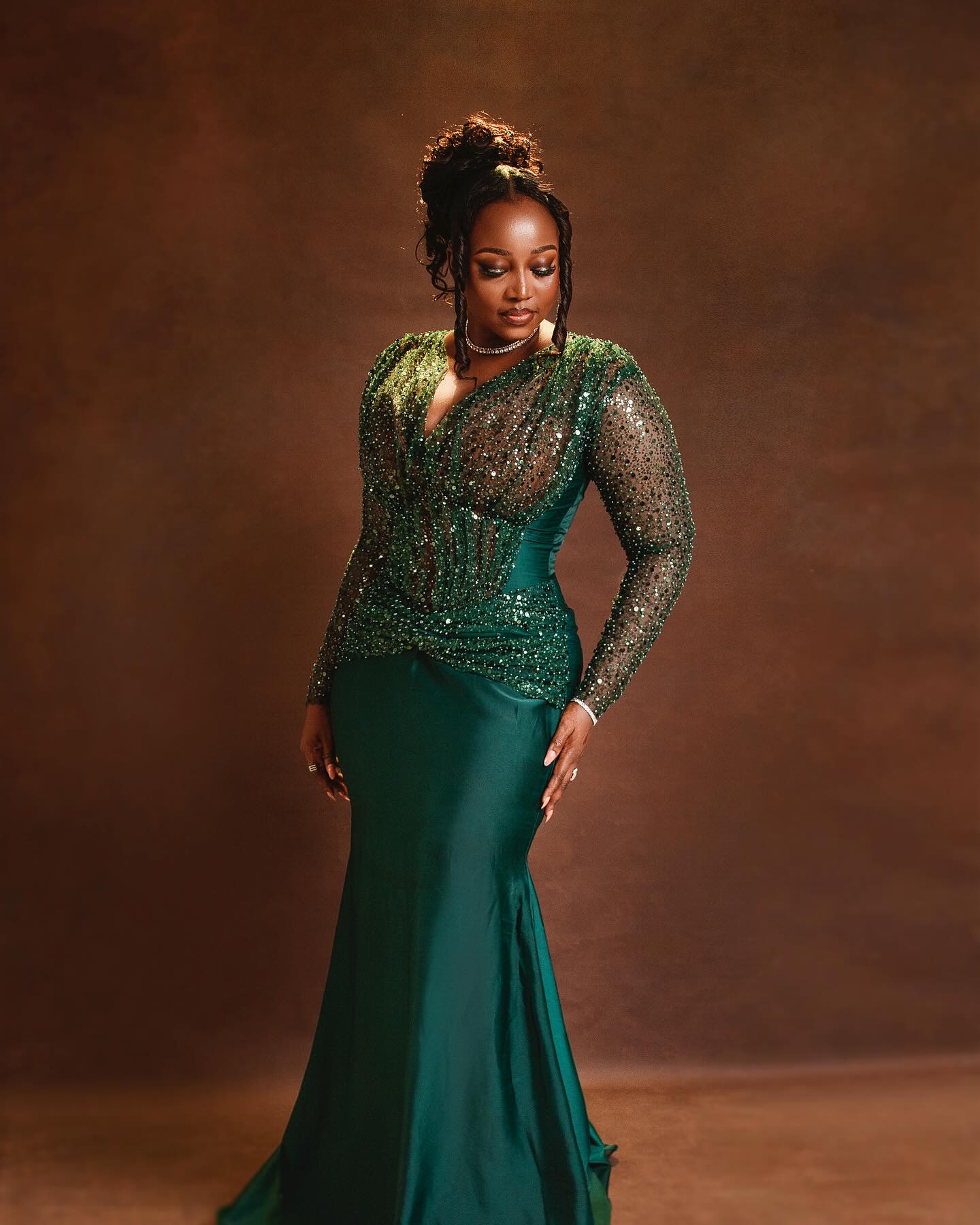 2024 Plus Size Dark Green Mermaid Prom Dresses For Special Occasion Sequined Illusion Evening Formal Party Second Reception Birthday Engagement Gowns 