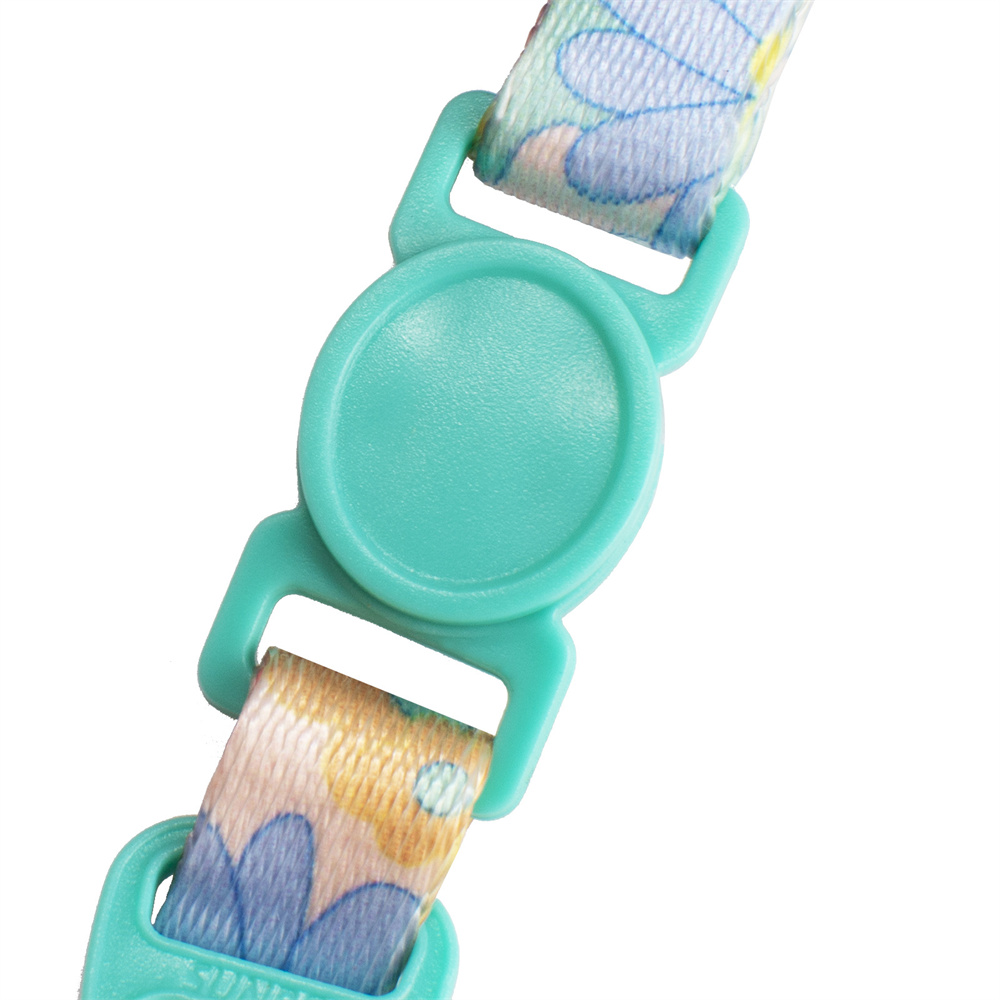 1.0cm Printed Pet Collar Adjustable Safety Buckle Cat Collar with Bell and Metal Flower Pendant for Cats and Puppy Pet Supplies