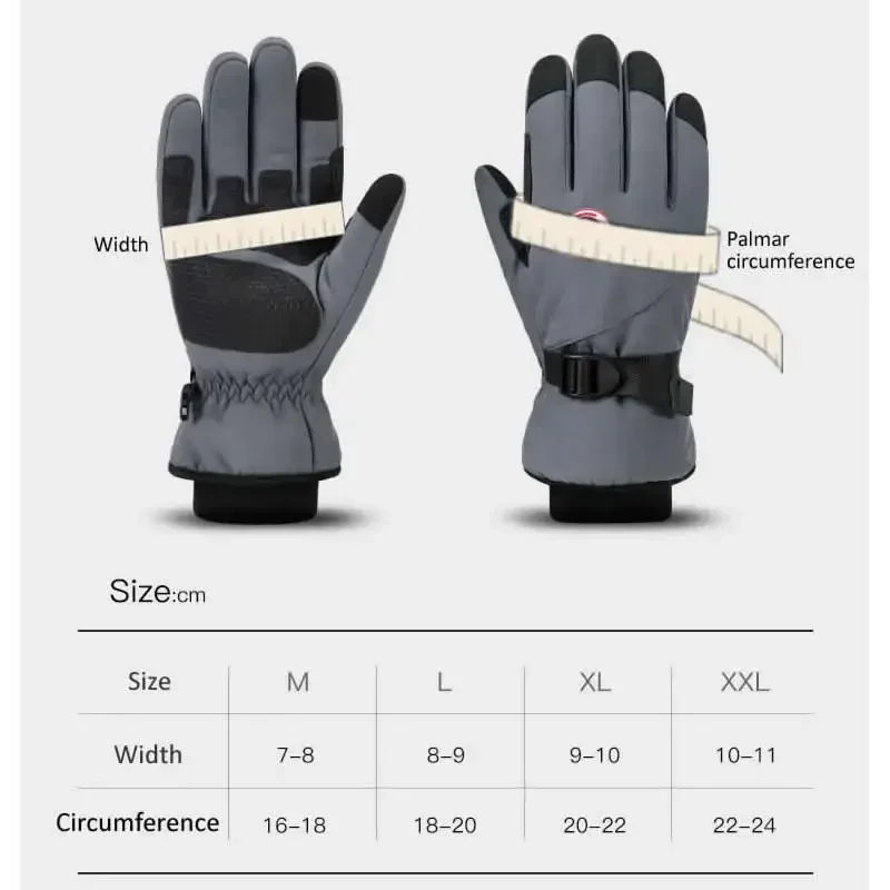 Winter Ski Gloves Men Women Non-slip Touch Screen Windpoof Waterproof Snowboard Riding Cycling Hiking Warm Snow Gloves