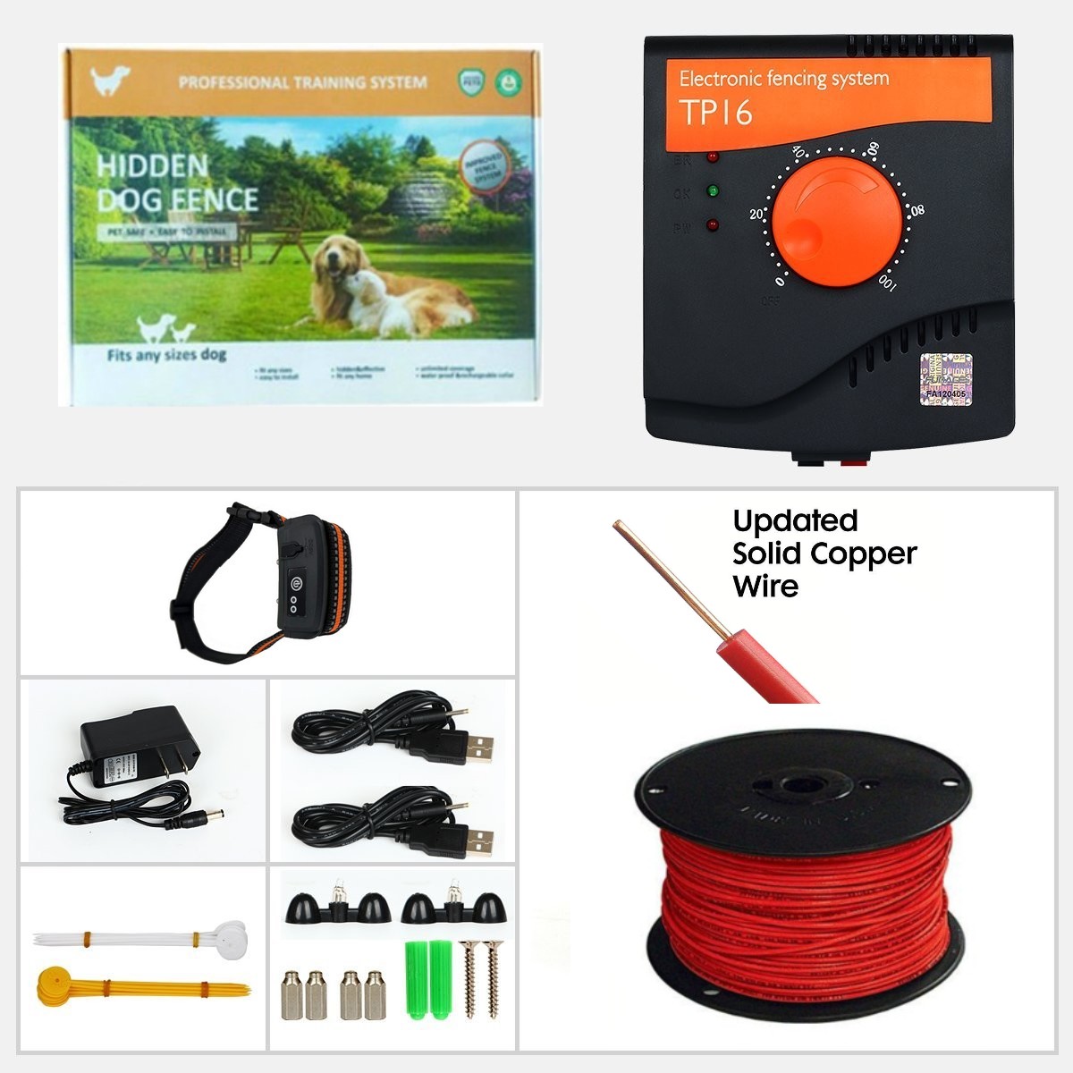 UPGRADE Pet Fence System Dog Electric In GroundFencing Rechargeable Waterproof 6 Level Adjustable Training Collar Anti Run Away