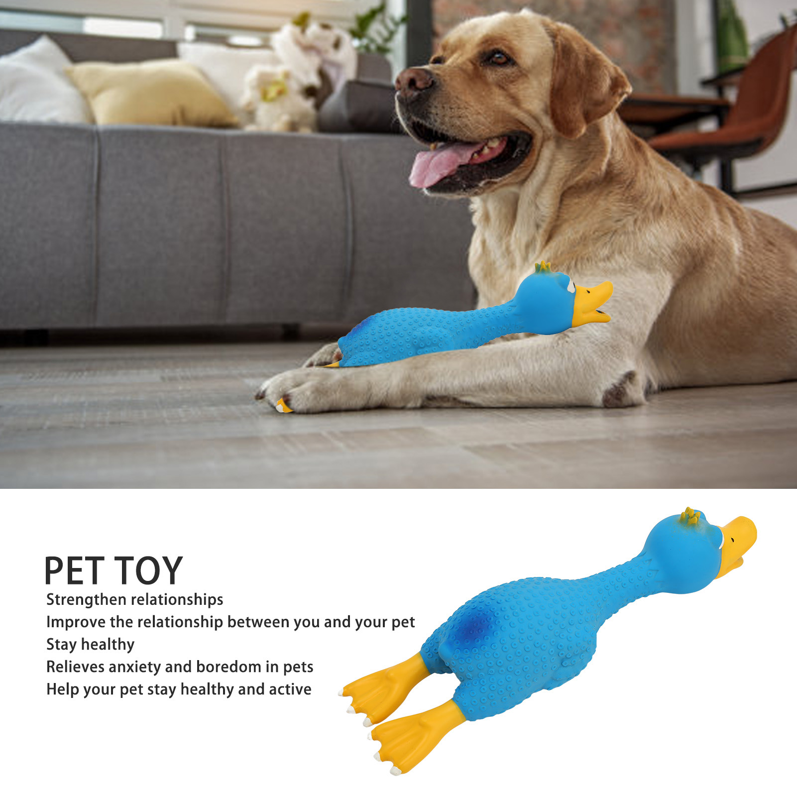 Bite Resistant Squeaky Duck Dog Toys, Latex, Cute, Funny, Interactive, Puppies, Dog