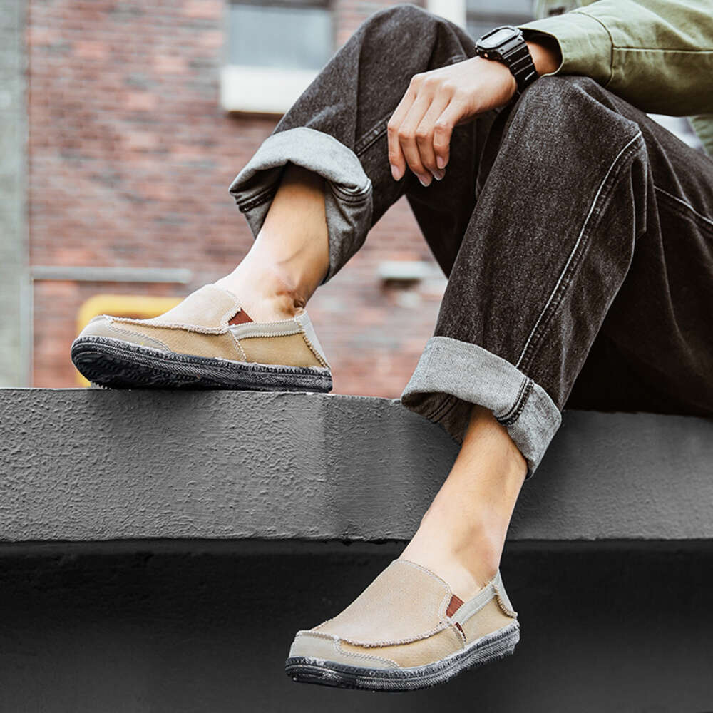 Ddmysports Men S Spring Trend Korean Edition One Step Canvas Large Washed Cloth Shoes OUTDOOR