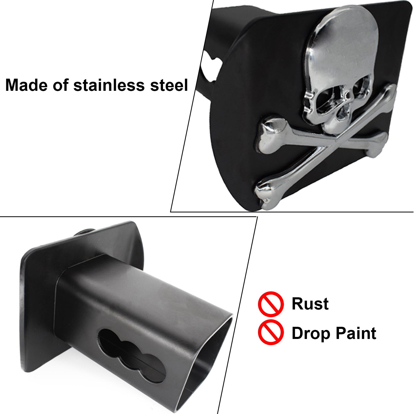 METAL Chrome Emblem Trailer Hitch Cover Hitch Tube Plug Cap Fits 2" 50mm Trunk Receiver Tow Towing Accessories Car Styling Skull