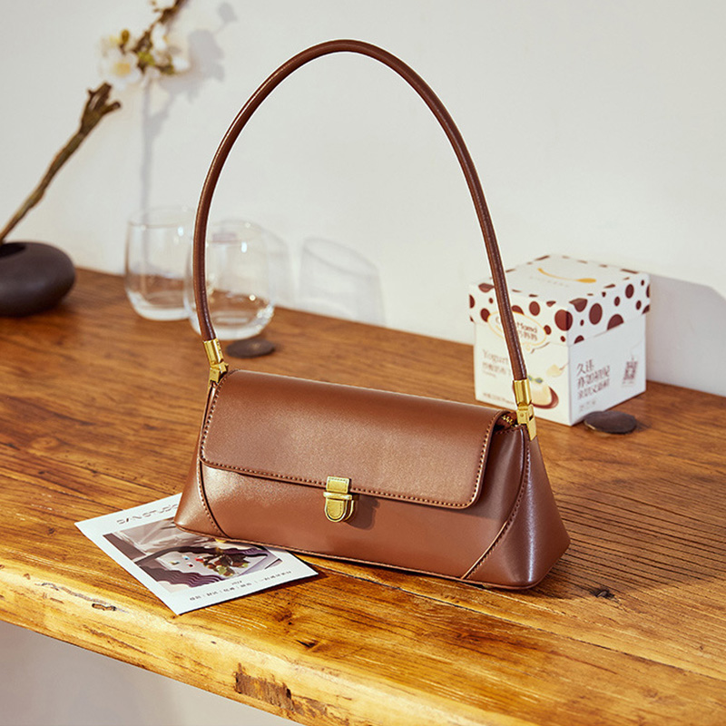 2023 New Genuine Leather Women's Underarm Bag High Quality Elegant Ladies Shoulder Bags Brands Designer Retro Female Handbags