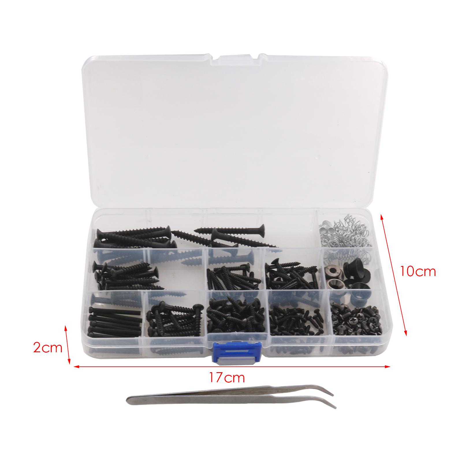 262Pcs Guitar Screw Kit Guitar Repairing Screw Set Elbow Tweezers DIY Guitar Kit Guitar Hardware Luthier Parts for Neck Plate