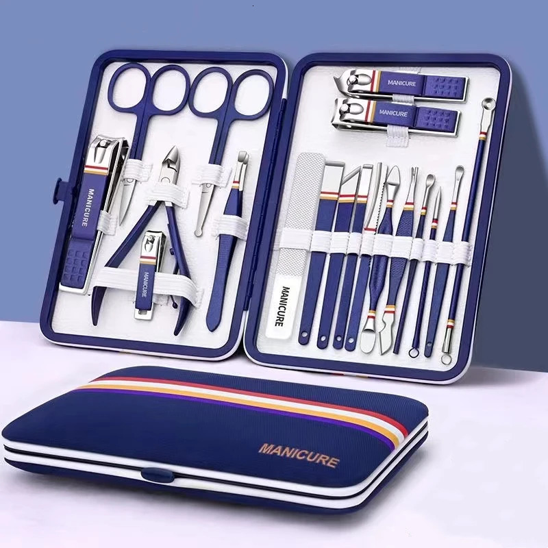 9-19pcsset Nail Cutter Set Stainless Steel Nail Clippers Set With Folding Bag Manicure Scissors Makeup Beauty Tool i240621