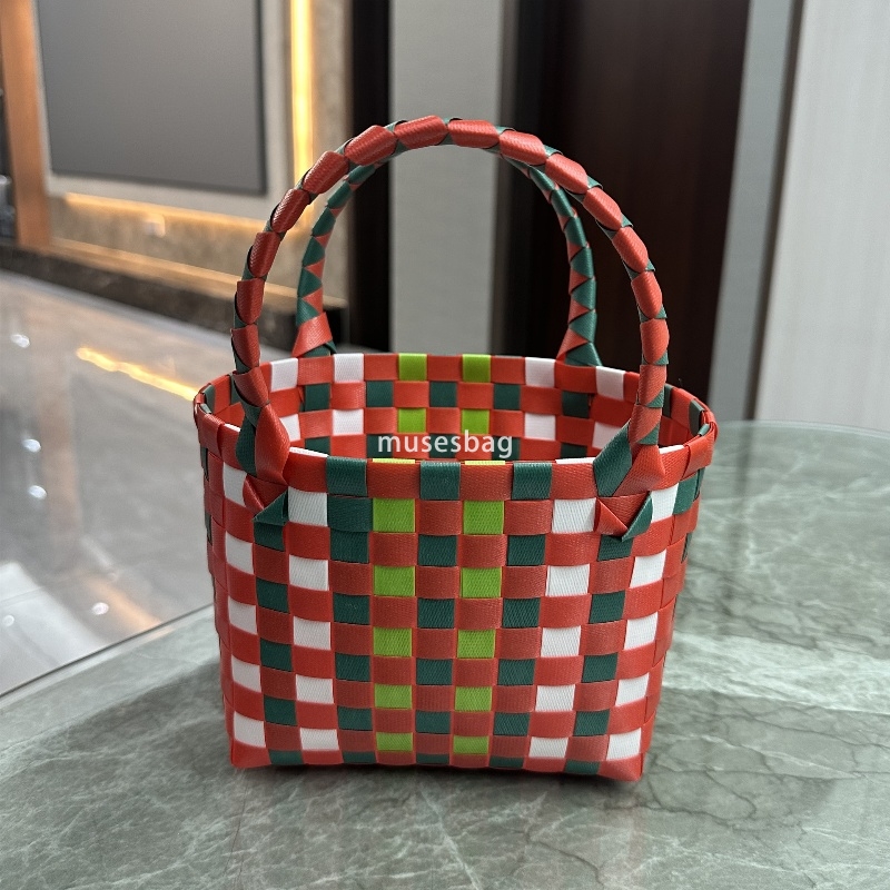 High Quality Women's Designer Large Capacity Woven Basket Storage Basket Handheld Basket with Hand Gift Full Moon Return Gift Bag Small Square Ba