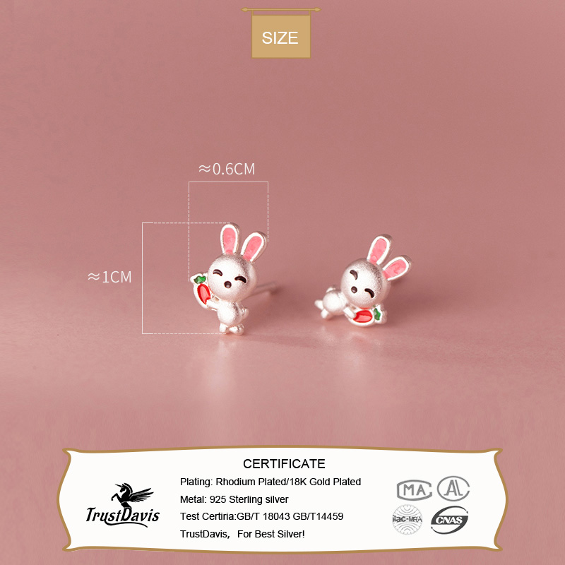 Kids Sterg Sier Carrot - Frosted Rabbit Stud Earrings for Girls 4