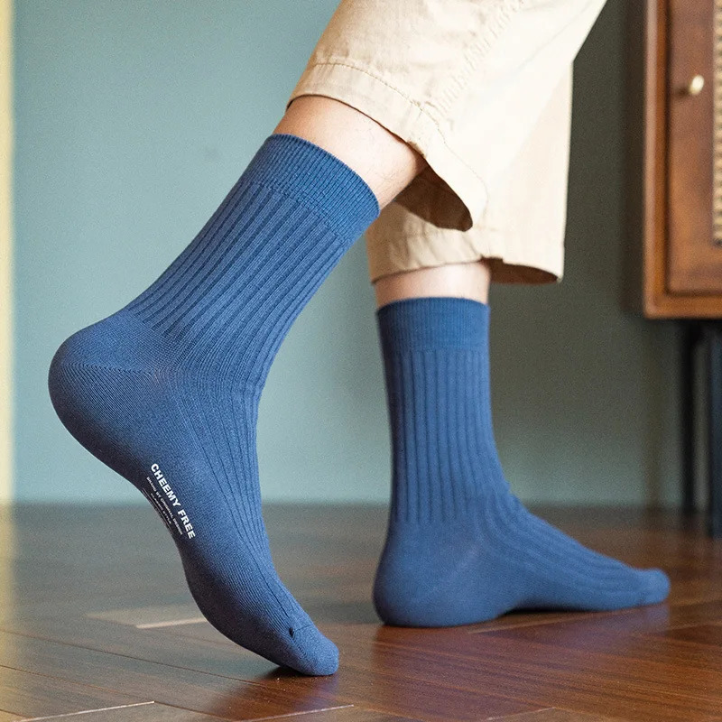 Pure Cotton Socks Mens Business Dress Long Socks Spring Winter Warm Male High Quality Happy Colorful Socks For Man Gift 240614