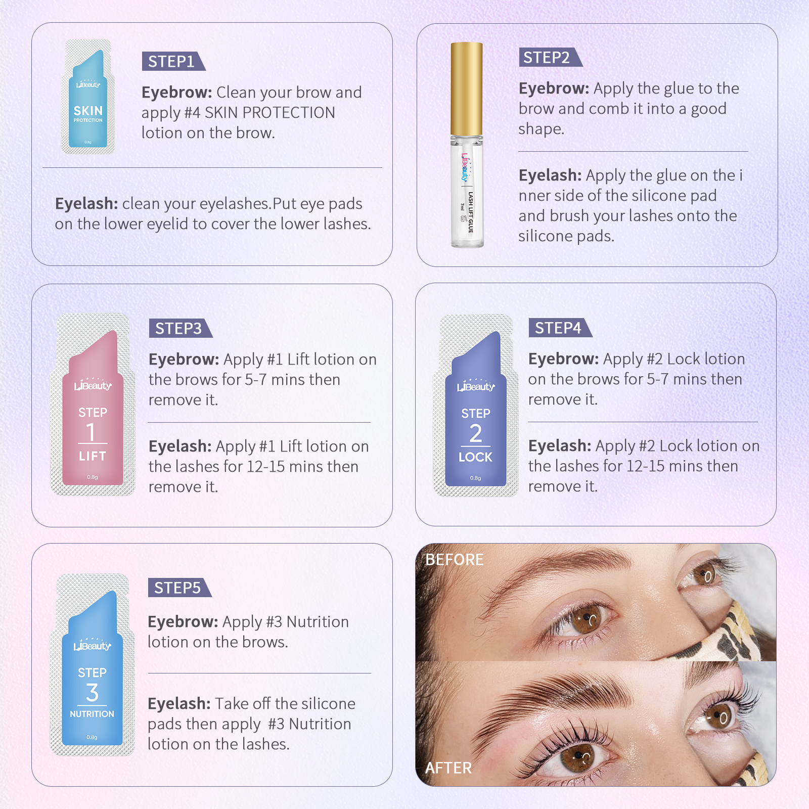 Libeauty 20 Pcs/Lot 8-12min Lash Lift Kit And Brow Lamination Kit 2 In 1 Sachet Perm Fixation Lotion Lash Lifting Makeup Tools