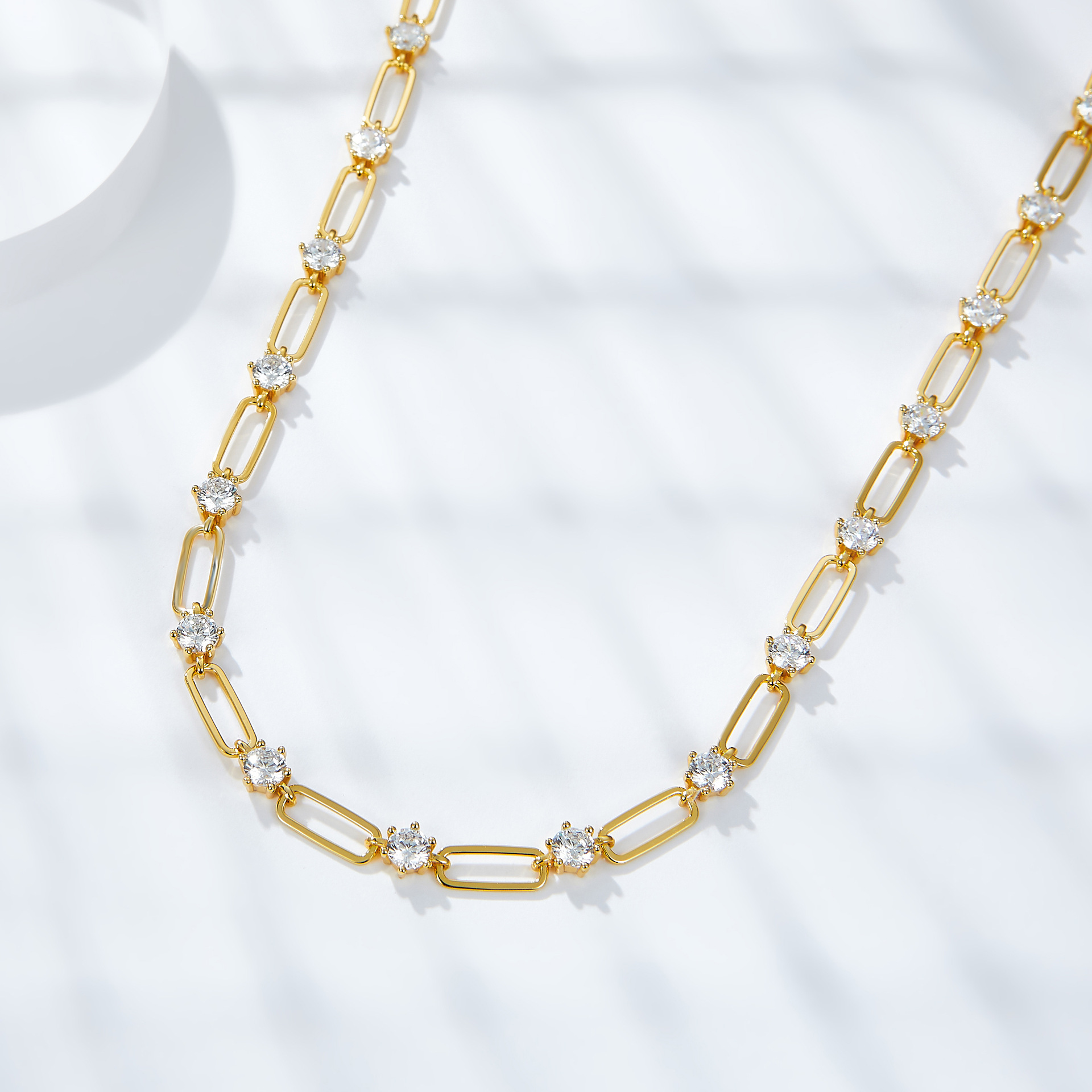 TBCYD 4.5MM D Color Moissanite Chain Necklace For Women GRA Certified S925 Silver 18Kk Gold Plated Paperclip Neck Chain Bracelet