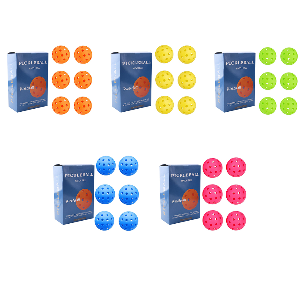 6 Pieces Set Professional Portable Pickleball Replacement 40 Holes Practise Pickle Balls Assorted Kit Birthday Gift Rose