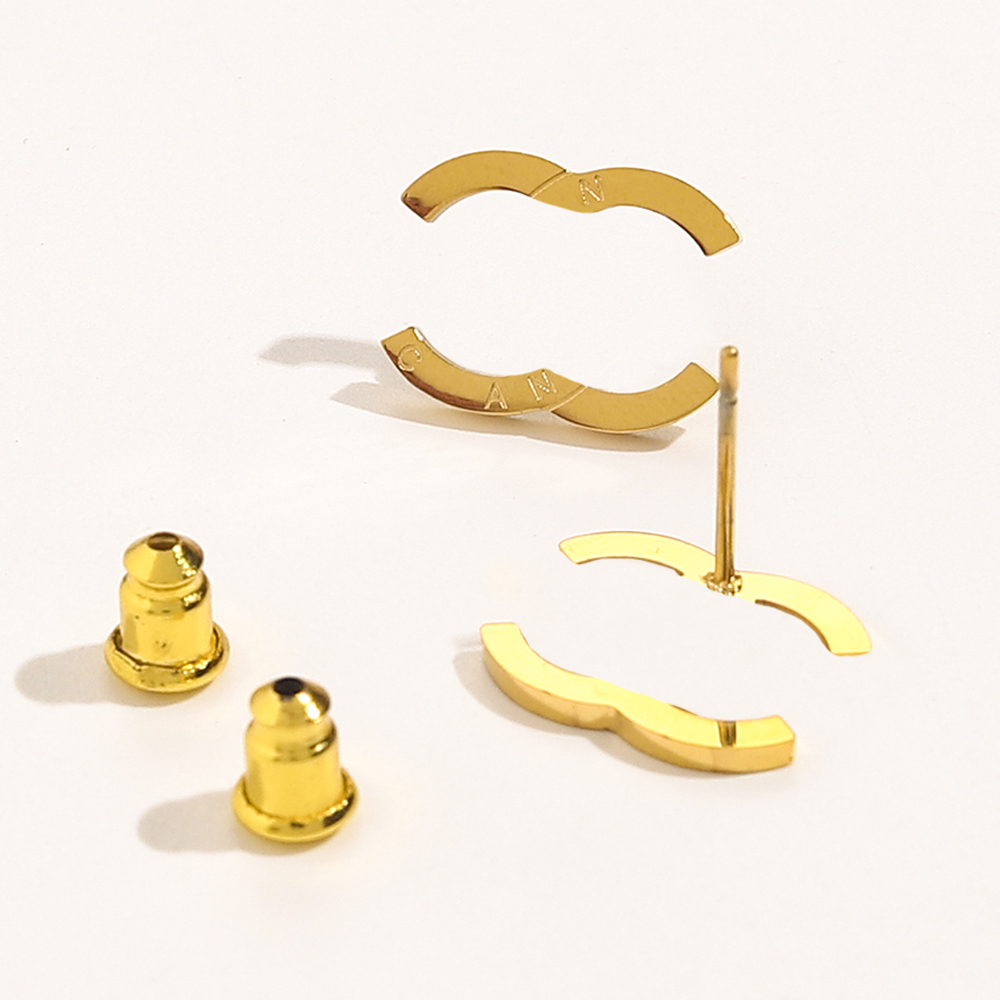 High Quality Womens Designer Earrings Studs Women Design Letter Gold Sier Plated Wedding Jewelry Stainless steel Earring Party Gifts