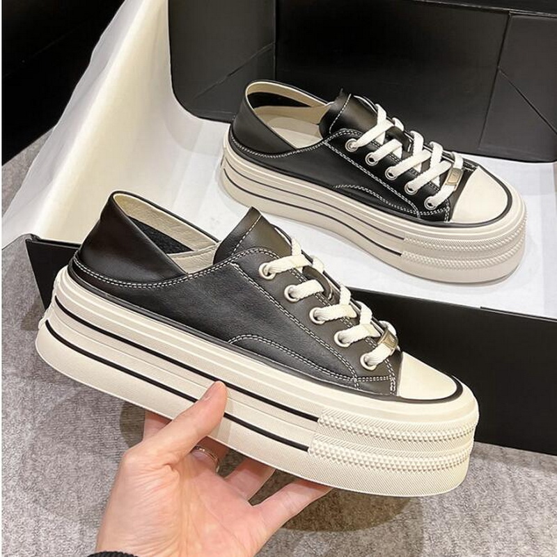 Genuine Leather Platform Shoes Womens Heightening Slim Casual Shoe Comfortable Breathable Spring Autumn High Quality Sneakers