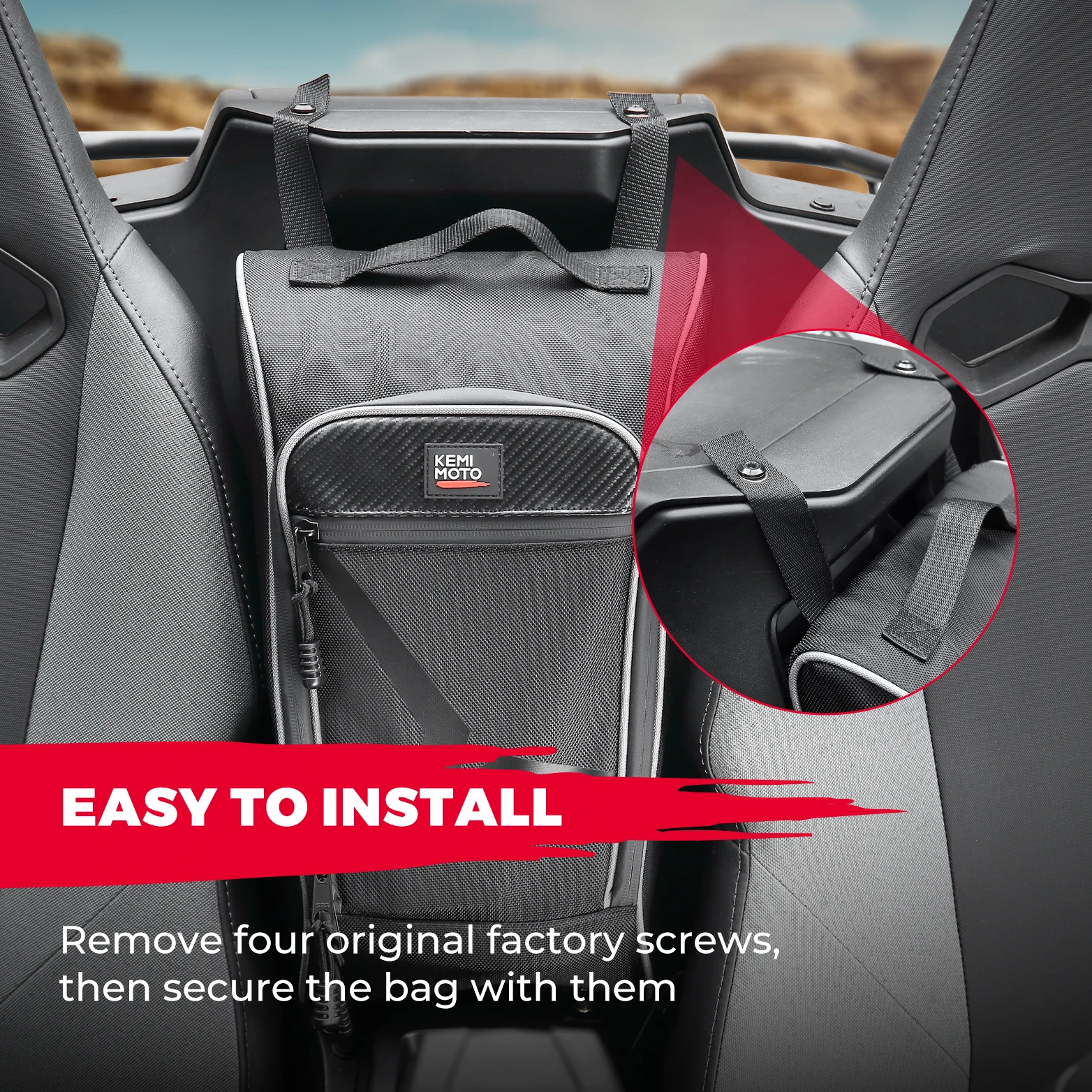 KEMIMOTO Cab Pack Center Seat Storage Bag For CFMOTO for CF Moto ZForce 950 1000 H.O. SPORT HO EX 2020-2024 Water-resistant