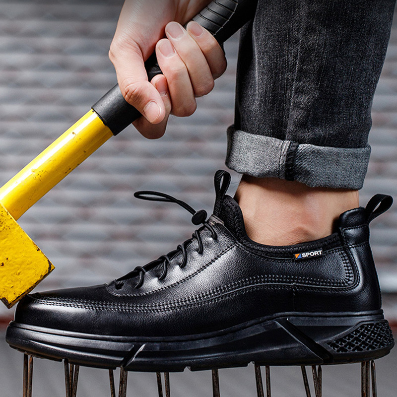 Men's Genuine Safety Insulated Electrical Cow Leather Work Boots Men Puncture-Proof Industrial Shoes 22ef