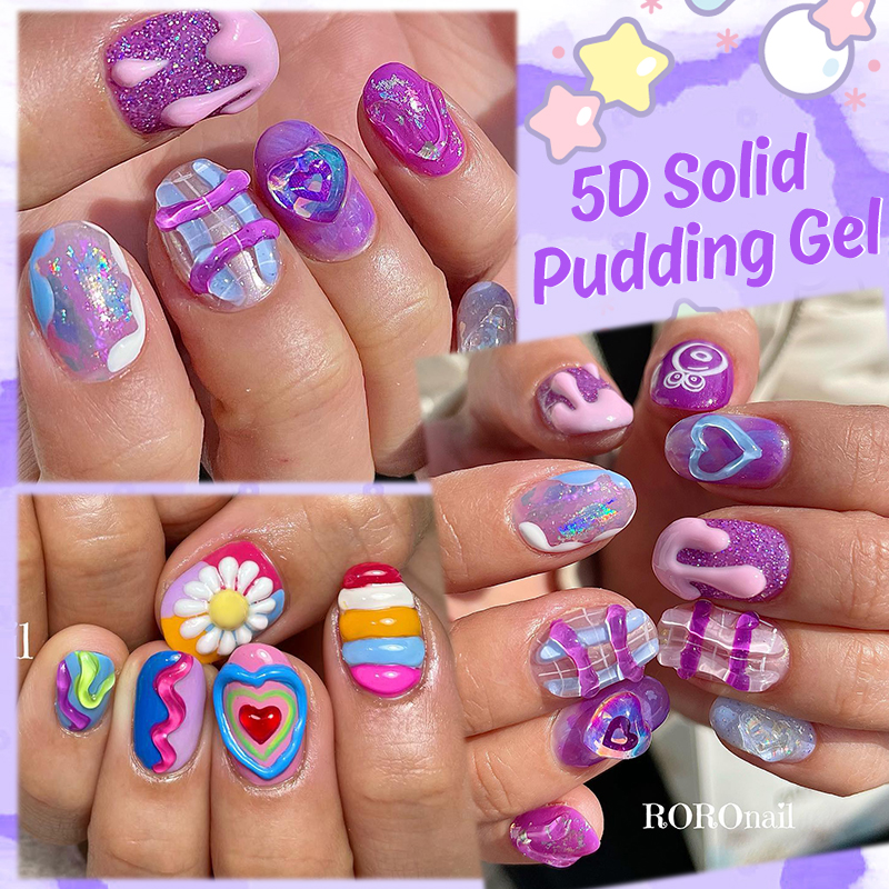 LILYCUTE 10ml 5D Solid Pudding Nail Gel Tube Emboss Painting Gel Polish Translucent Jelly Gum Korean-Style DIY Nail Art Decor