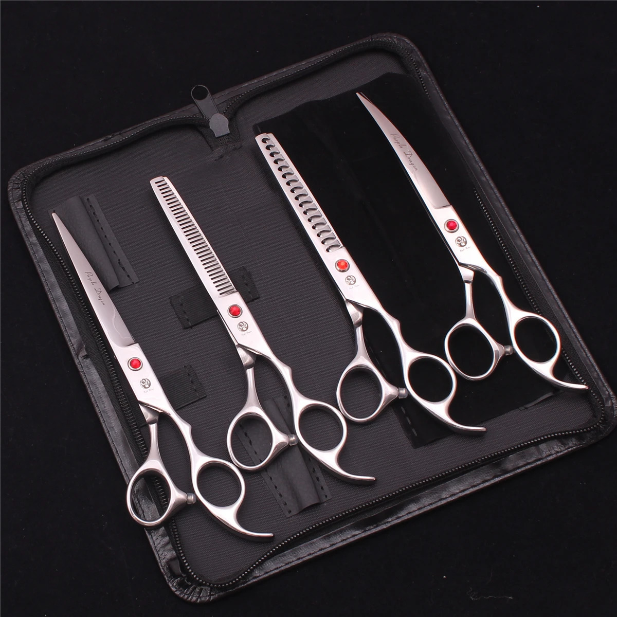 Purple Dragon Pet Scissors 7 Stainless Dog Groomming Scissors Kit Straight Shears Thinning Shears Chunker Curved Shears Z3003 i240621