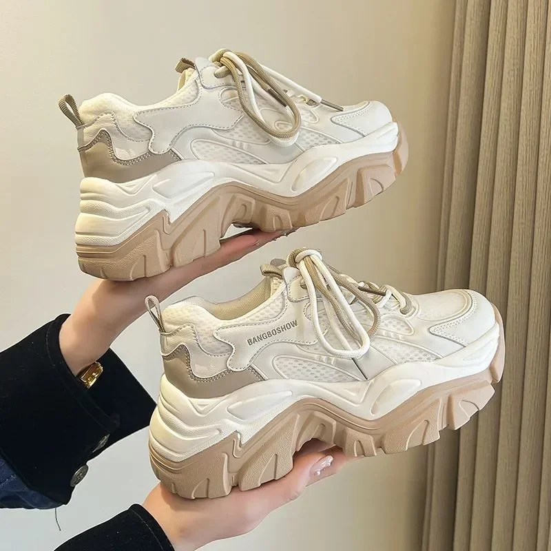 Mesh Breathable Dad Female 2023 New Wedge Thick Sole Lace Up Comfortable Sport Running Shoes atillas Mujer 2024 fa7e