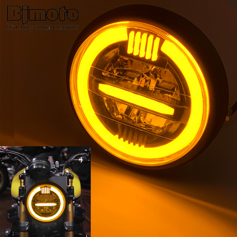 7.5 inch Universal Motorcycle Led Headligh LED Head lamp Headlamp Amber White Light 7.5" Motorcycle Headlight Cafe Racer