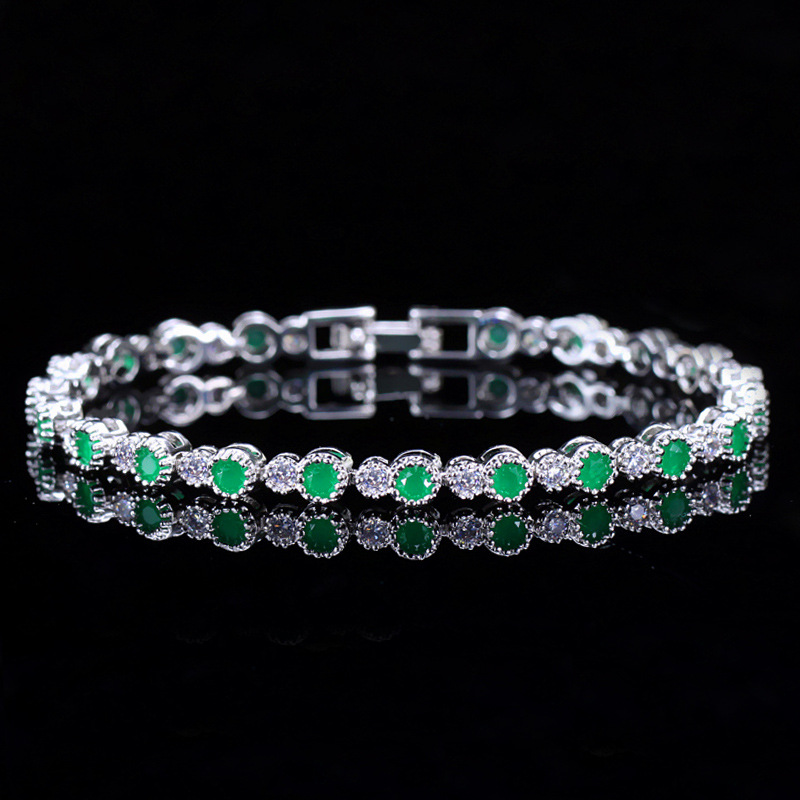 Exquisite White Gold Fill Emerald Cubic Zirconia Wedding Bracelet: urious Elegance for the Modern Bride